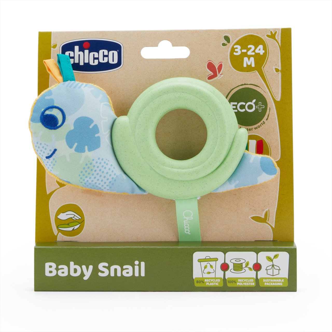 Chicco Baby Snail - Gioco Peluche Lumaca Eco+ 3-24 mesi