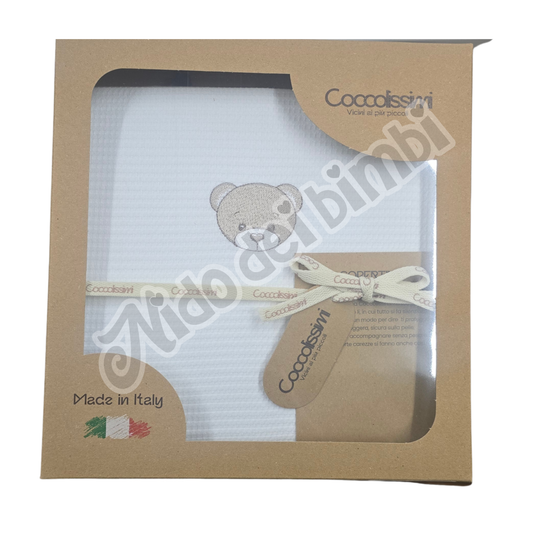 Coccolissimi Copertina a nido d'Ape per Lettino Teddy 100% Cotone