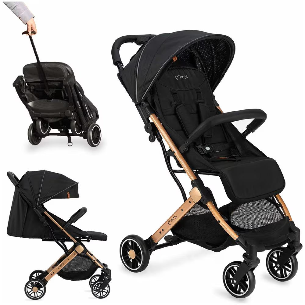Momi Passeggino Estelle Leggero per bambini da 6 mesi fino a 15 kg - pieghevole da viaggio, cinture a 5 punti, schienale reclinabile, cappottina estensibile, ruote EVA, posizione verticale da chiuso