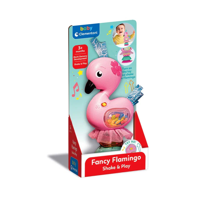 Clementoni Fancy Flamingo Sonaglino Interattivo per Prima Infanzia – Melodie e Colori Stimolanti