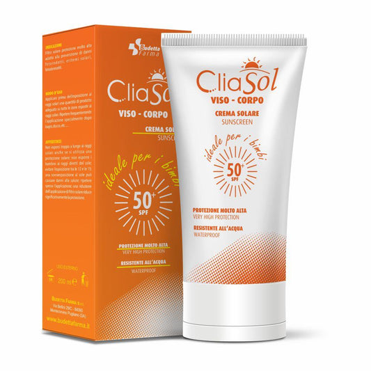CliaSol Crema Solare 50+ SPF Viso-corpo da 200 ml + in OMAGGIO Crema Doposole Viso-corpo da 200 ml
