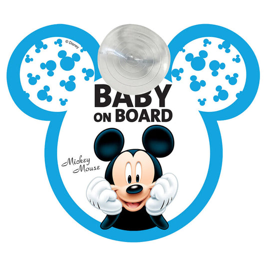 Disney Baby Segnale Auto con adesivo "Baby on board" Mickey/Minnie - 21x26 cm