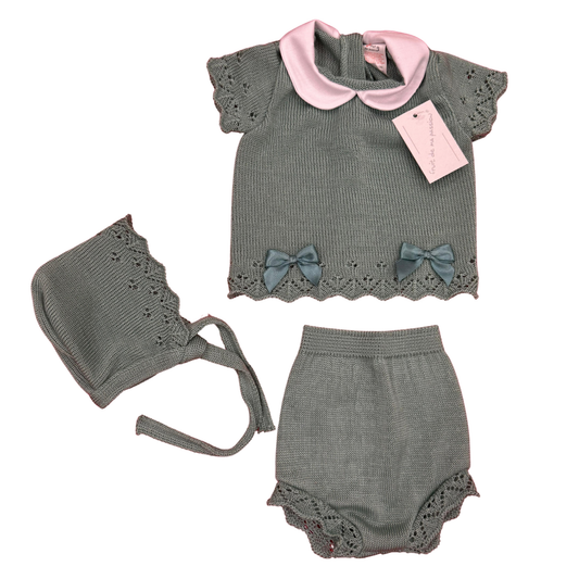 Fruit de ma passion - Corredino completo 3 pezzi Maglioncino Pantalone Cappellino (Taglia Unica 0-3 mesi)