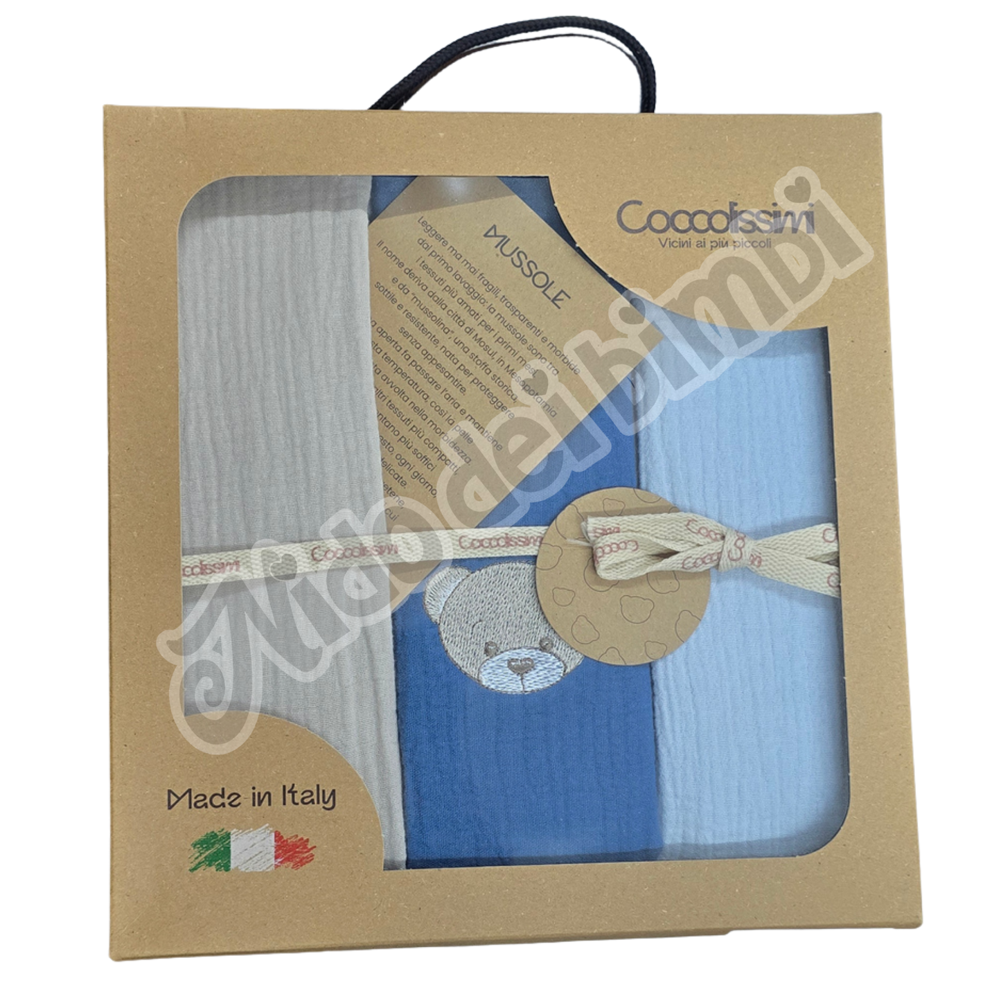 Coccolissimi Tris di Mussole Serie Teddy 70x70 cm 100% Cotone