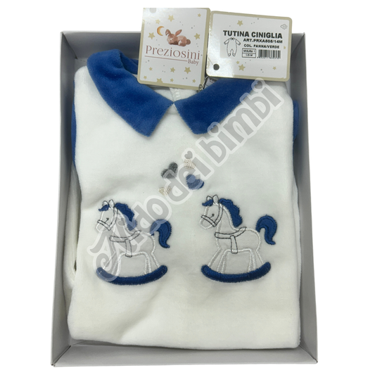 Preziosini Baby - Tutina in ciniglia Cavallo
