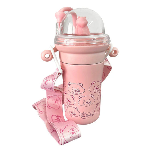 I'm Baby PlayKup Borraccia termica in acciaio Inox con sistema antigoccia, comoda tracolla ed orsetto a fontanella