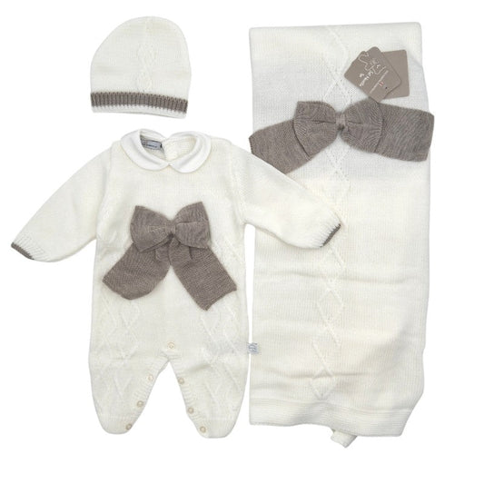 Nazareno Gabrielli Set nascita 3 pz Neonato Smacchinato - Tutina, Coperta e Cappello Taglia 0-1 mese