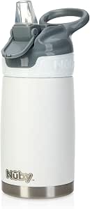 Nuby Biberon termico Flip-It in acciaio inox, 300 ml, +18 mesi, bianco