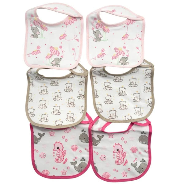 Irge Baby - Bavaglini in Cotone con clip 6pz - misura 17x29cm