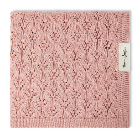 Piccolissimi - Copertina Culla neonato in maglia effetto crochet con lana – W191