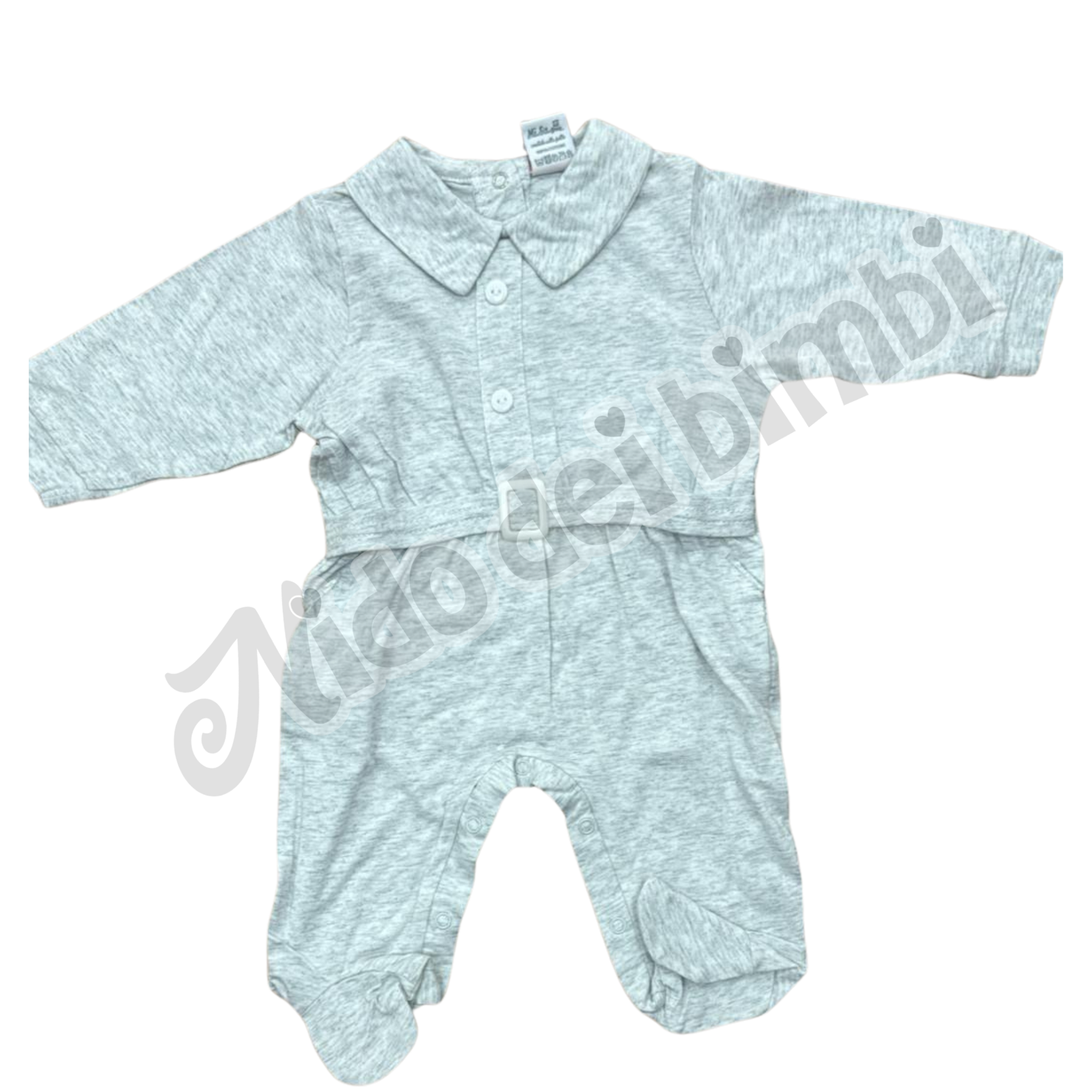 Preziosini Baby Tutina Jersey Grigio 1/3 mesi 100% Cotone