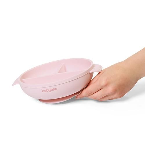 Babyono Piatto a 3 scomparti con ventosa e coperchio