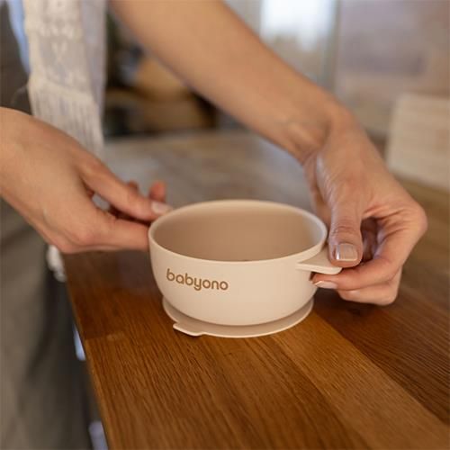 Babyono Piattino in Silicone con ventosa e coperchio