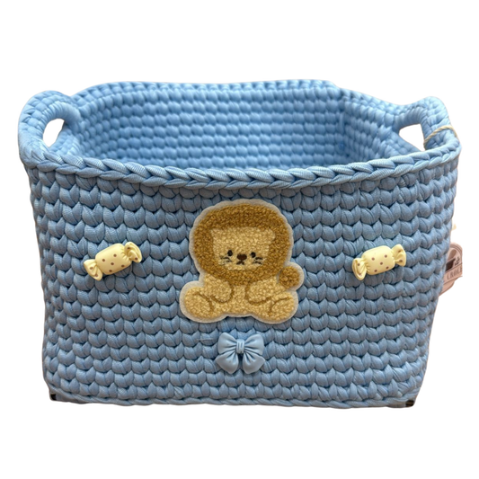 Cesto personalizzabile con nome - Leone - Azzurro