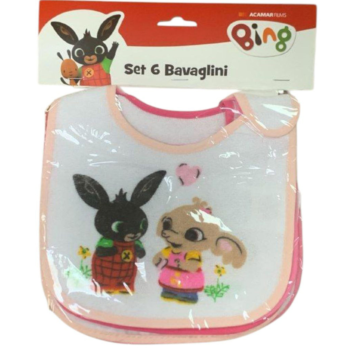 Set 6 Bavaglini strappo Bing in Spugna Plastificata