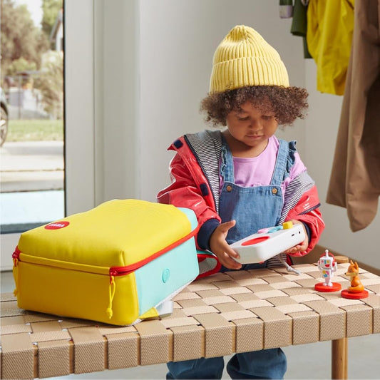FABA Zaino Zipi per bambini dai 3 anni, dimensioni 23×27,5×15 cm, tessuto colorato, spallacci e schienale imbottiti