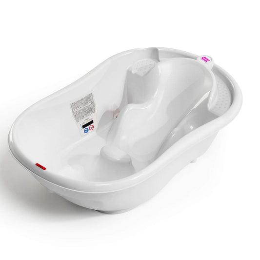 Ok Baby Onda Evolution - Vaschetta con doppia seduta antiscivolo e termometro - 0/12 mesi - Col. Bianco