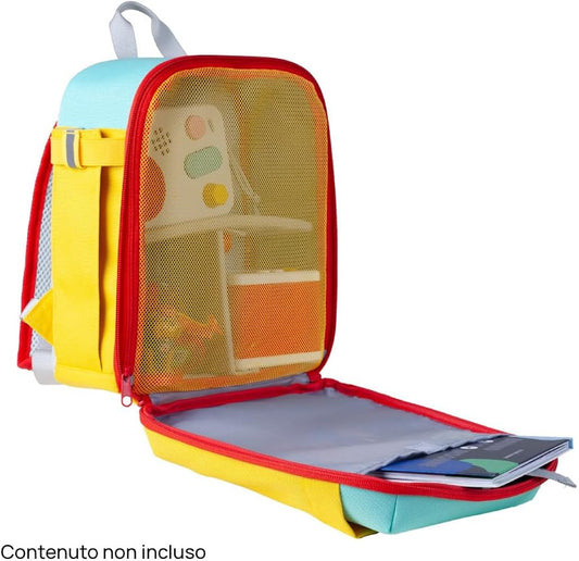 FABA Zaino Zipi per bambini dai 3 anni, dimensioni 23×27,5×15 cm, tessuto colorato, spallacci e schienale imbottiti