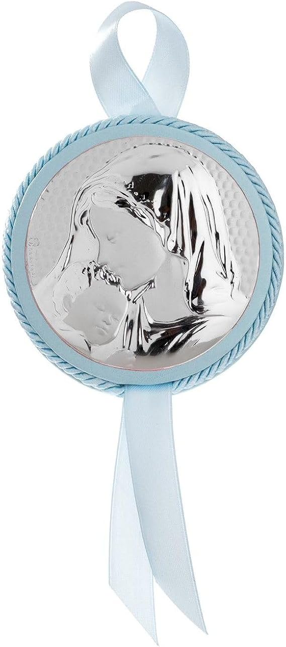 Capoculla Neonato Regalo per Nascita Bimba Bimbo, Medaglione Culla Neonato, Coccarda per Carrozzina Portafortuna Neonato, Disponibile in Due Disegni e Vari Colori
