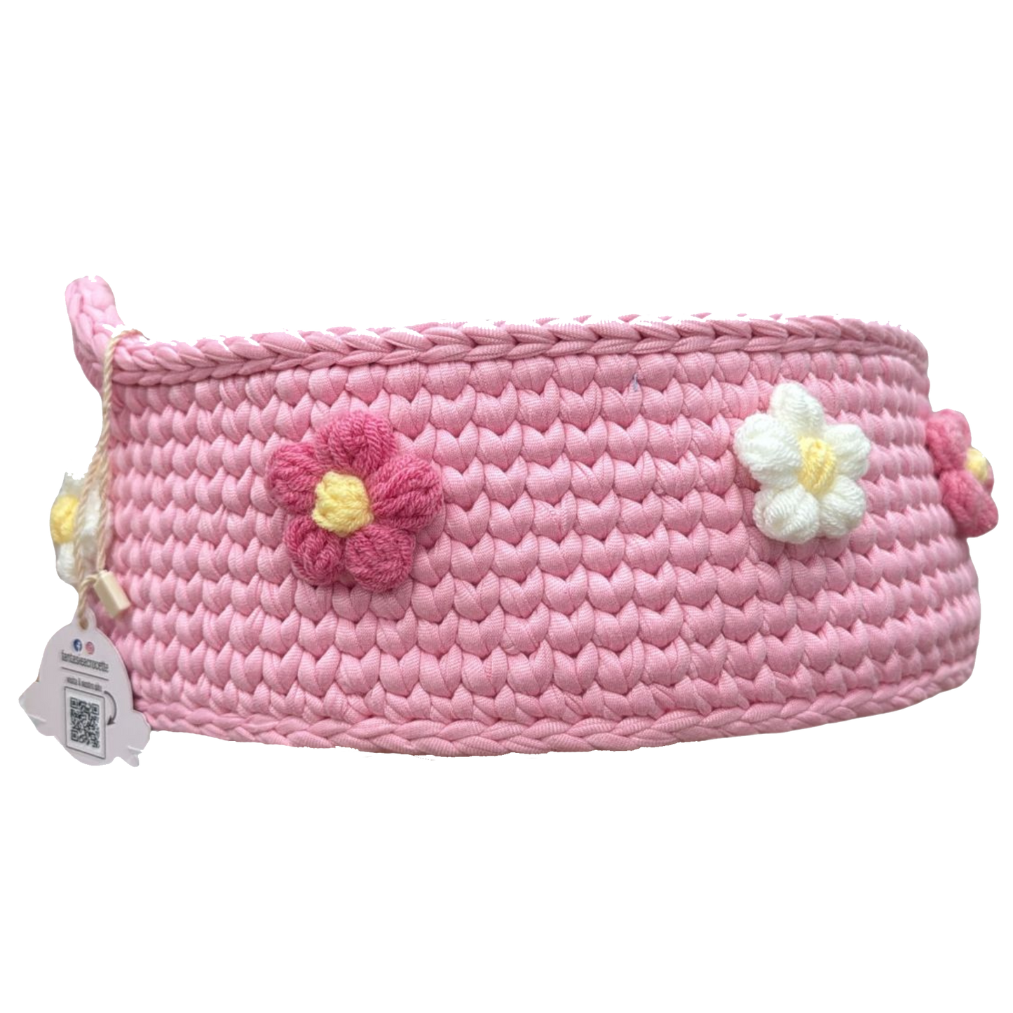 Cesto personalizzabile con nome - Fiori - Rosa