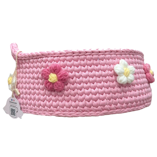 Cesto personalizzabile con nome - Fiori - Rosa