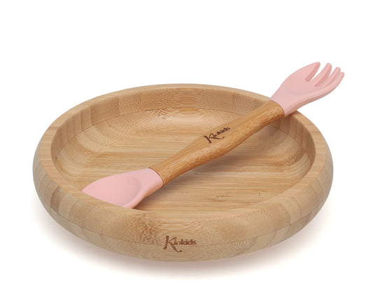 Kiokids Set Stoviglie in Bambù e Silicone con ventosa