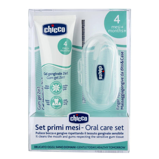 Chicco Set Primi mesi - Oral care set - Pulisce bocca e gengive rispettando il tessuto gengivale sensibile 4m+