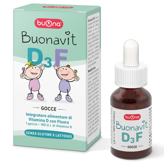 Buonavit D3F Gocce - Integratore Alimentare a base di Vitamina D con Fluoro - senza glutine e lattosio - 12 ml