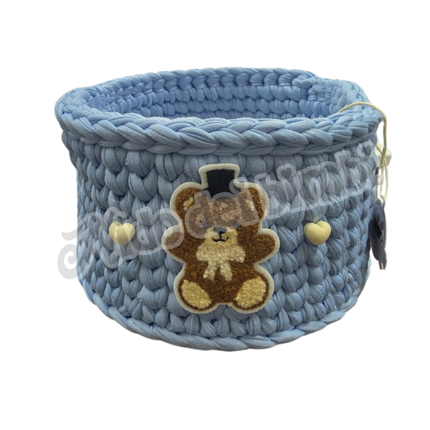 Cesto personalizzabile con nome - Orsetto - Azzurro