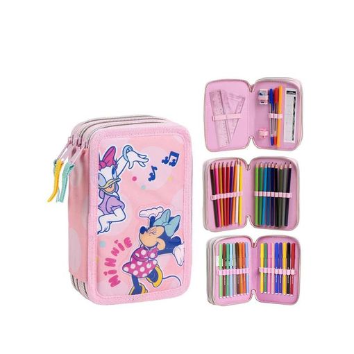 Astuccio 3 zip completo colori scuola bambino Giotto triplo + 18 Pennarelli TU - Vari Personaggi