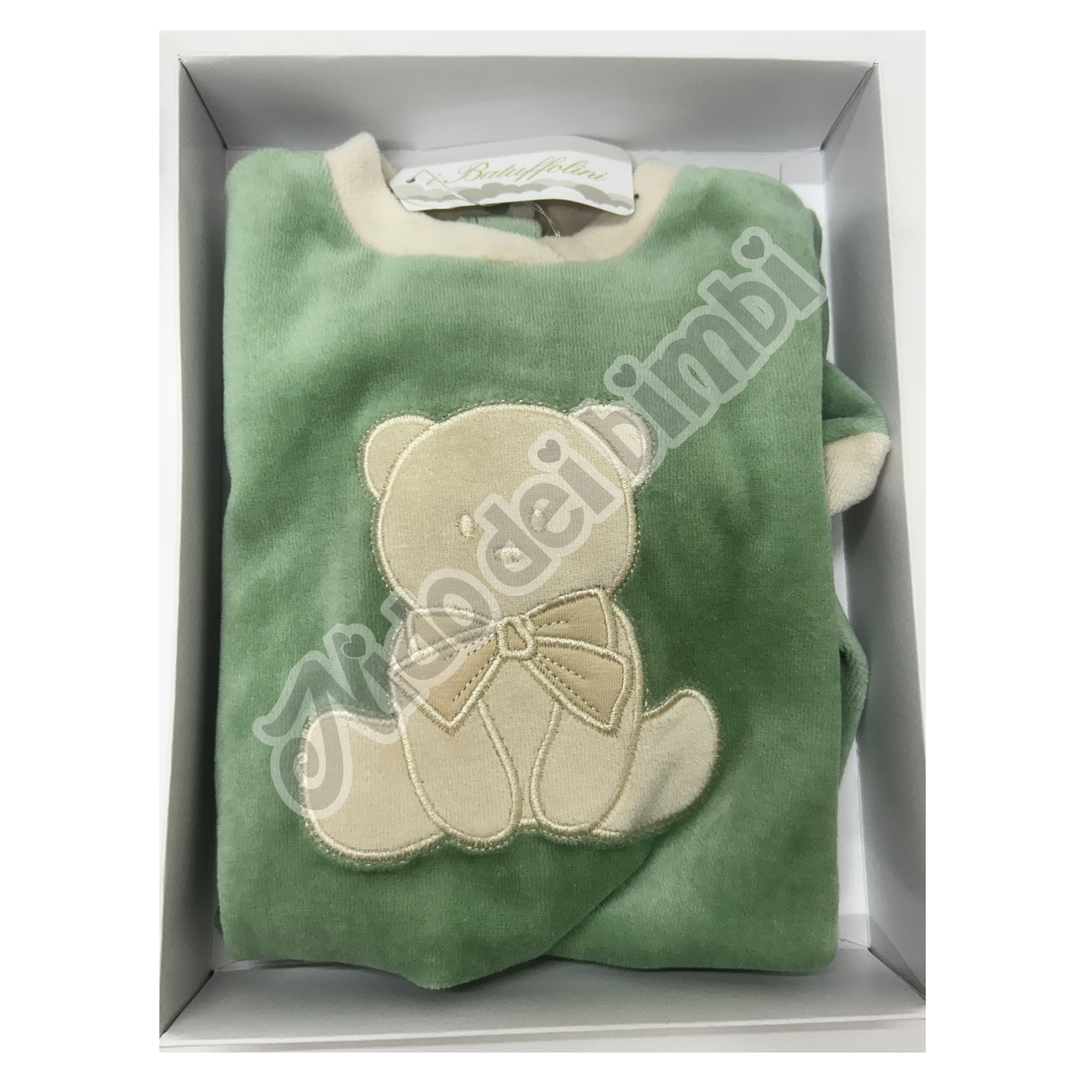 I Batuffolini Tutina in ciniglia Orso Verde/Beige