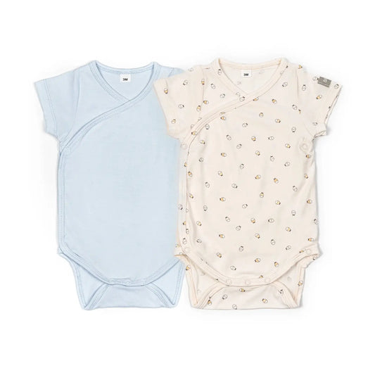 Body Maniche Corte Print Fish/Azzurro Mix - Taglia 0-1 Mese - 2 Pezzi Rosa e Azzurro
