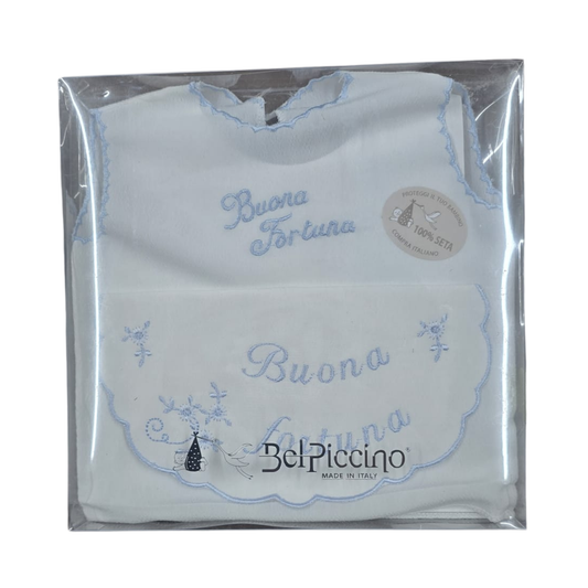 Bel Piccino Set Camicino della fortuna + Bavetta 100% Seta