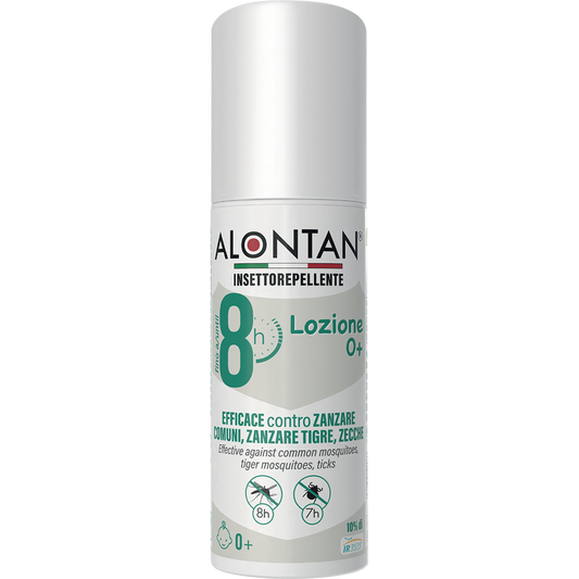 Alontan Insettorepellente Lozione 0m+ - Efficace contro Zanzare comuni, zanzare tigre, zecche - 75 ml