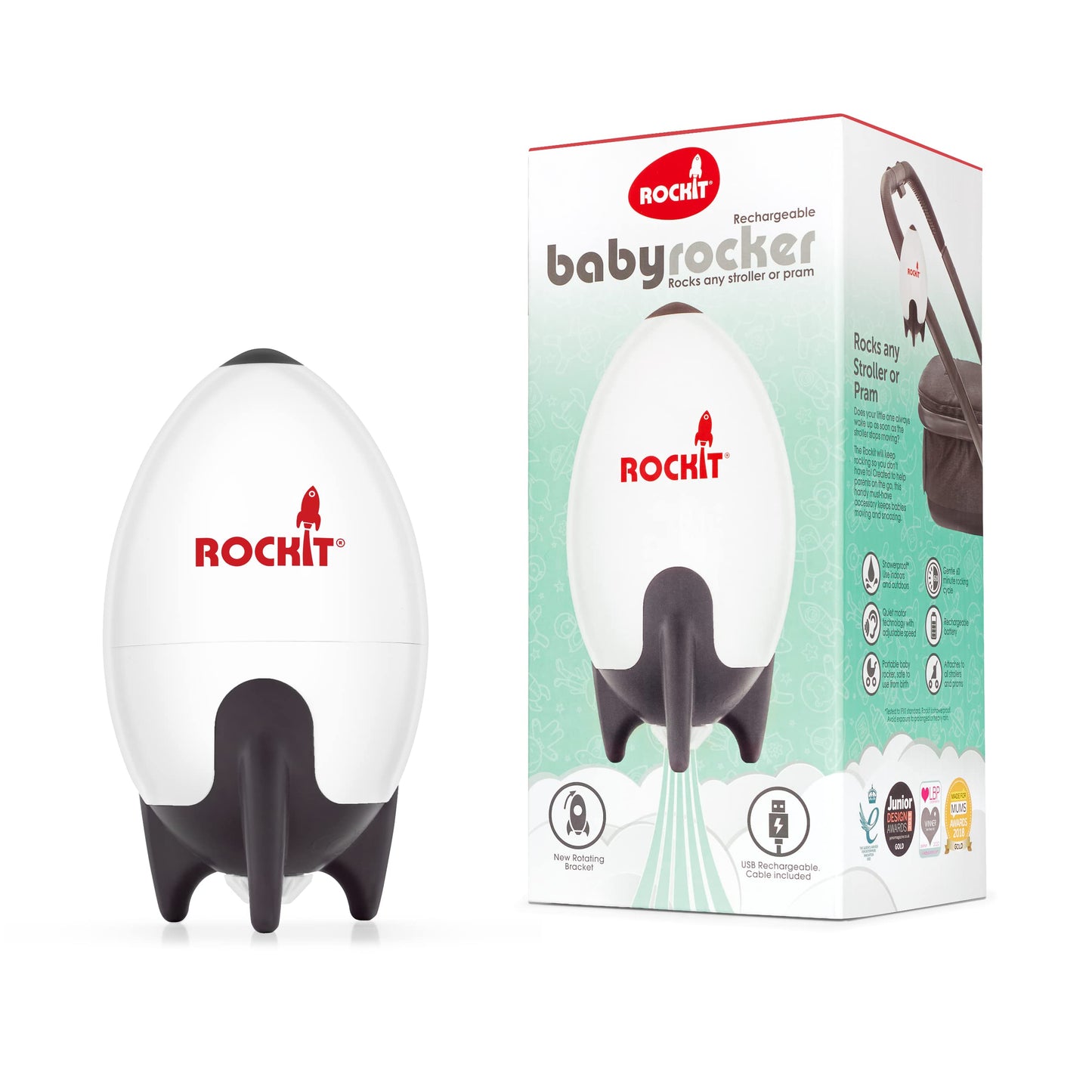Rockit vibratore Dondola Passeggino e Carrozzina Automatico Portatile ricaricabile