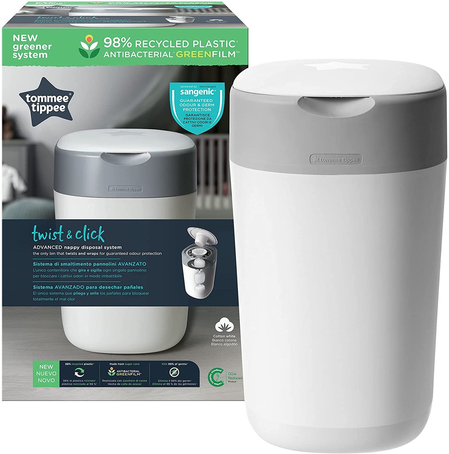 Tommee Tippee - Twist and Click Cestino per pannolini (Mangiapannolini) avanzato Bianco