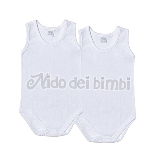 Ellepi Set 2 Body in Cotone smanicato - spalla larga 12 mesi 80cm