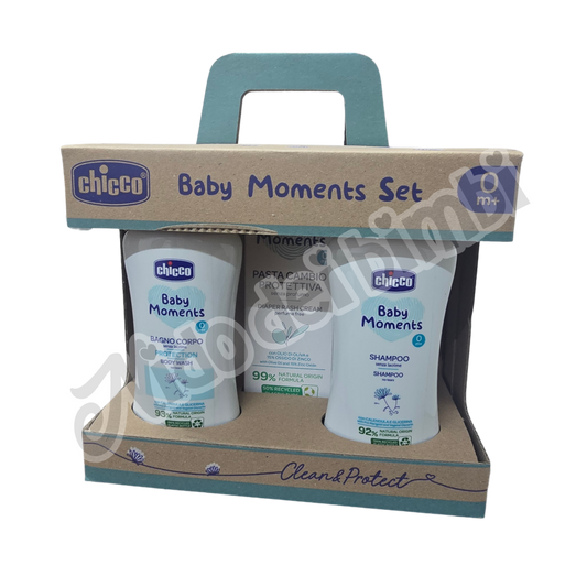 Chicco Baby moments set 3pz bagno corpo, shampoo, pasta cambio protettiva