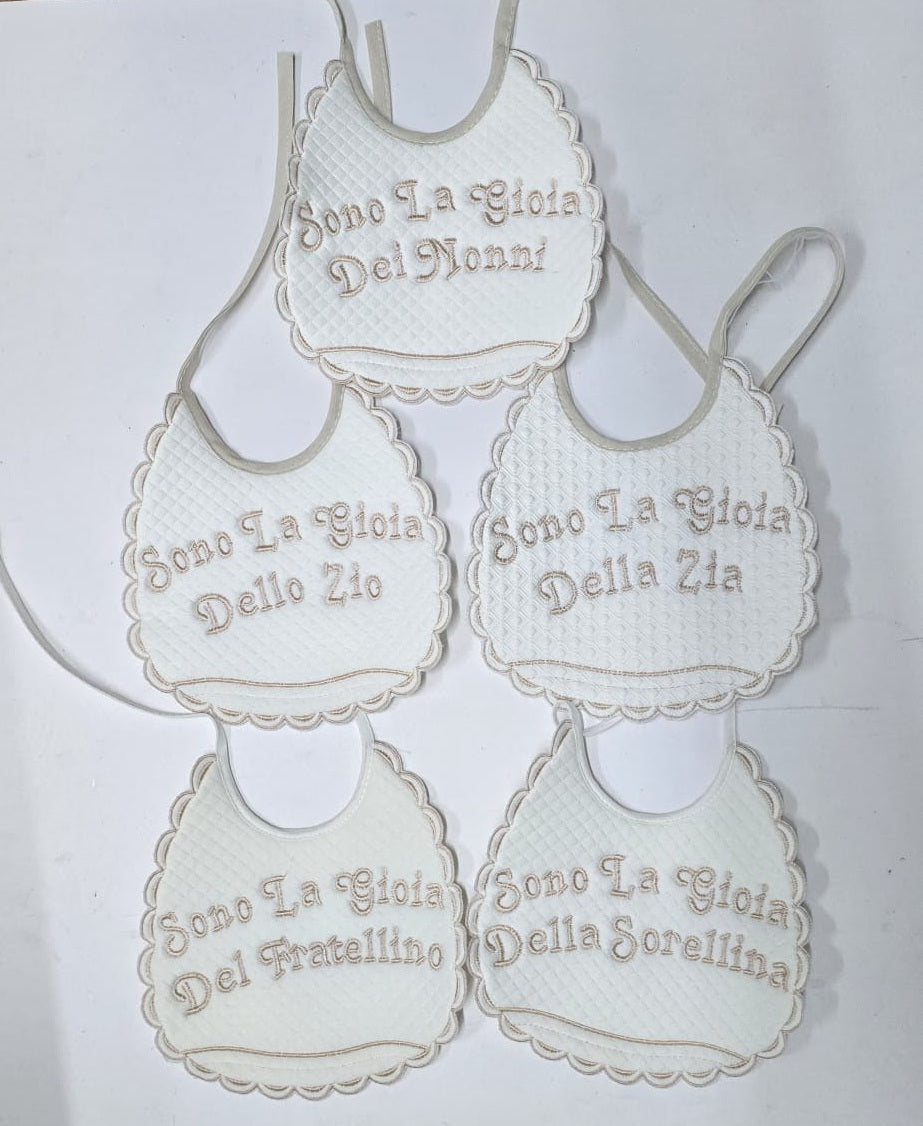 Bavetta con frase - 100% Cotone - Made in Italy