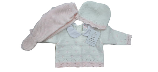 Fruit de ma Passion - Completo 3 pezzi Invernale REF.1868 - Maglia + Pantalone + Cappellino 100% Acrilico