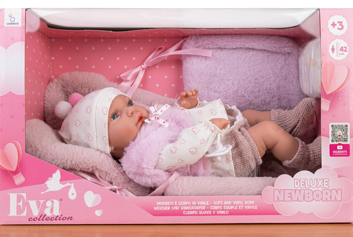 Cadabra Bambola Realistica Eva Collection Deluxe Newborn da 42 cm