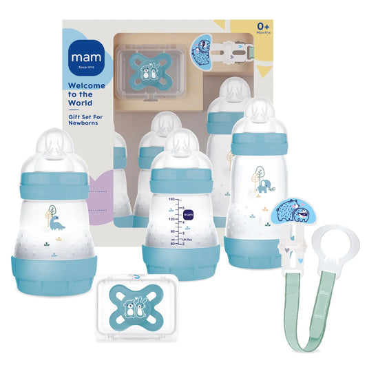 Mam Confezione Regalo per Neonati - 3 Biberon, Succhietto e catenina