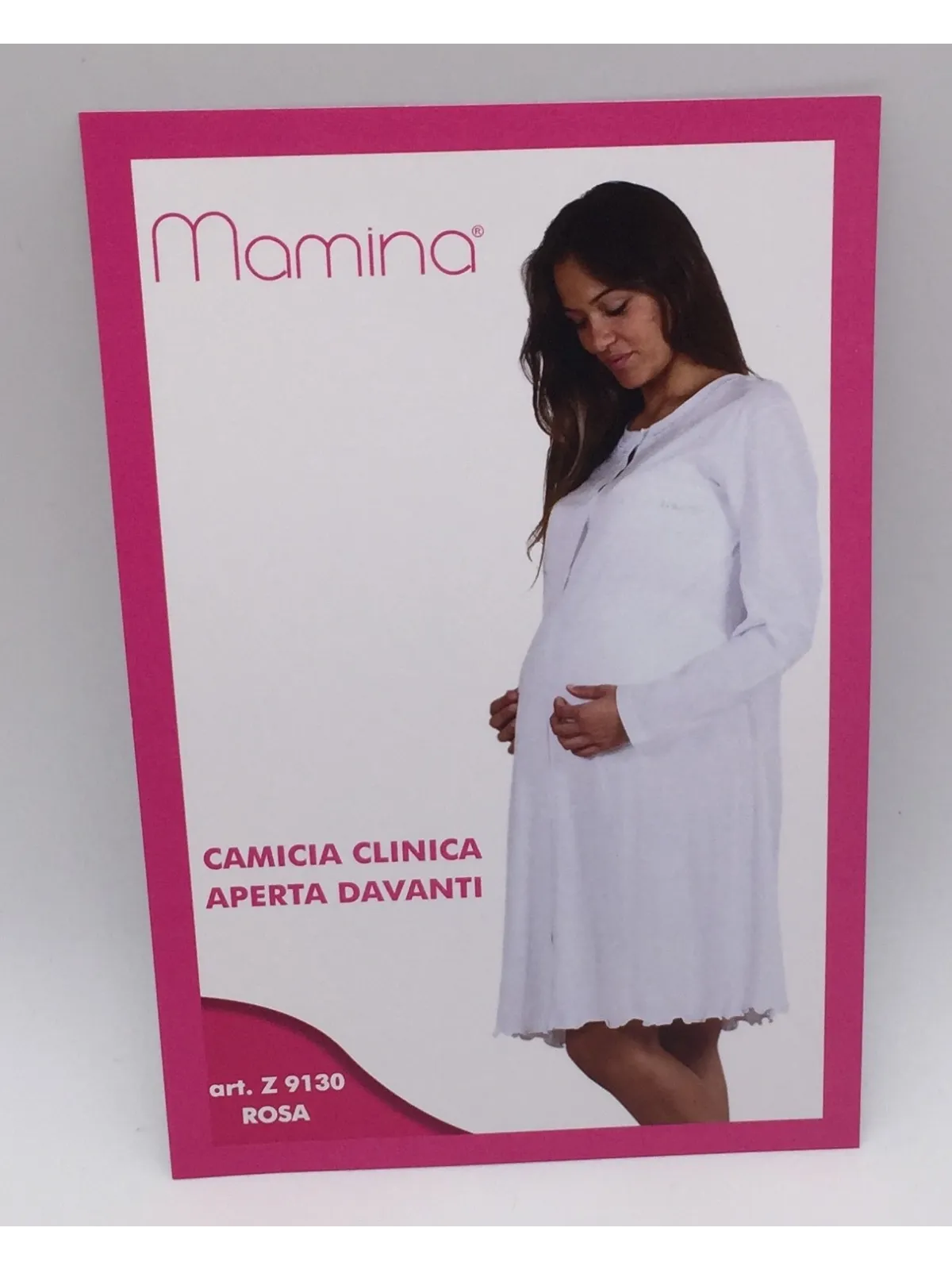 MAMINA - Camicia da notte clinica donna aperta avanti manica lunga cotone 100%