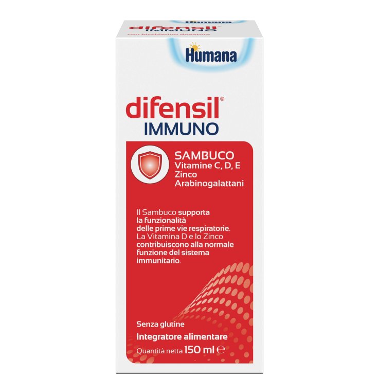 Humana Difensil Immuno - Sambuco, Vitamina C-D-E, Zinco, Arabinogalattani - 150 ml