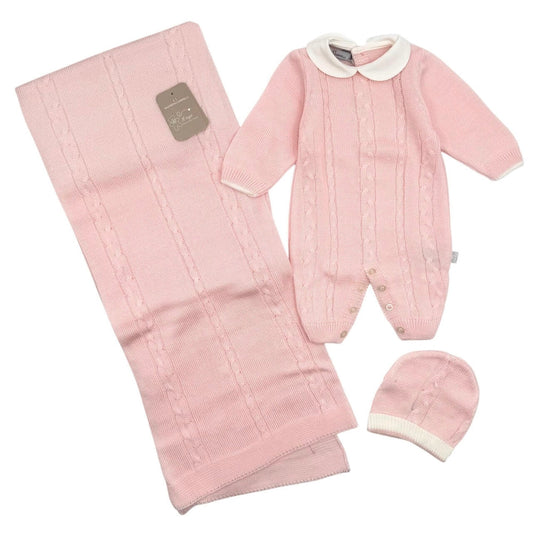 Nazareno Gabrielli Set 3pz Neonato Smacchinato - Tutina 1/3 mesi +Coperta+Cappello NG3488