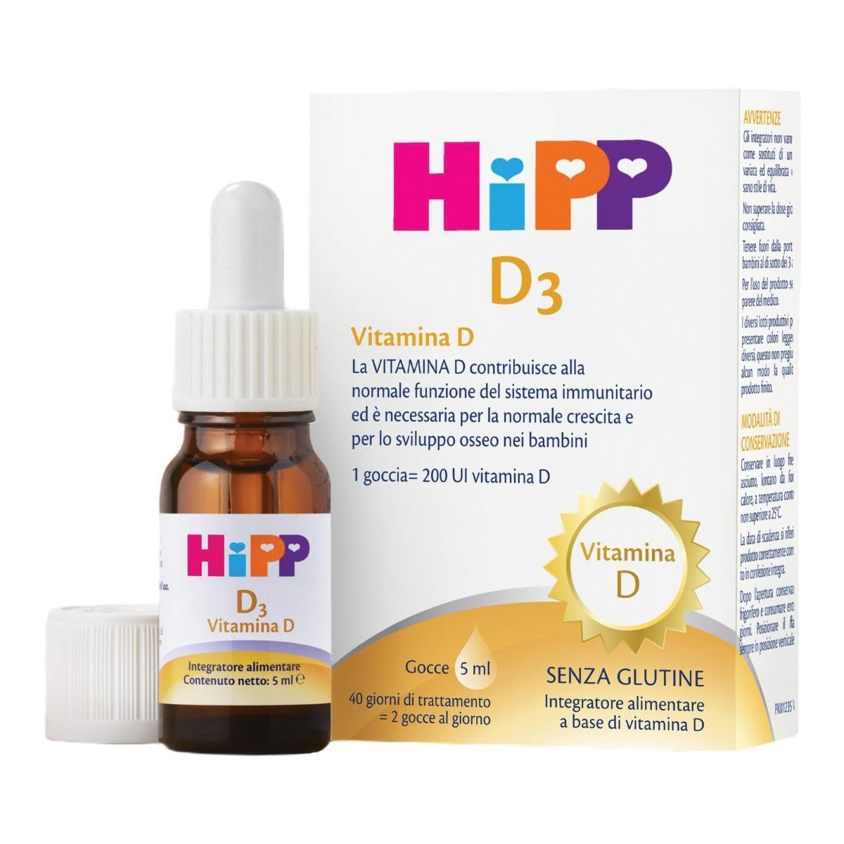 Hipp D3 Vitamina D Gocce - Integratore Alimentare - senza glutine - 5 ml