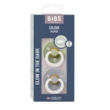 Bibs Succhietti 2pz Colour Pacifier 6m+ con tettarella in caucciù simmetrica - si illumina al buio