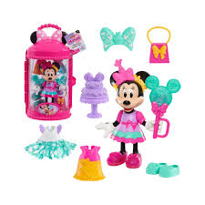 Disney Junior Minnie Mouse Sweet Party – Bambola con 14 Accessori Moda, Vestiti e Borsetta, Gioco di Stile 3+
