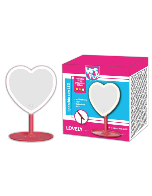 Yes4Fun Lovely - Specchio a cuore con luci LED e base portaoggetti