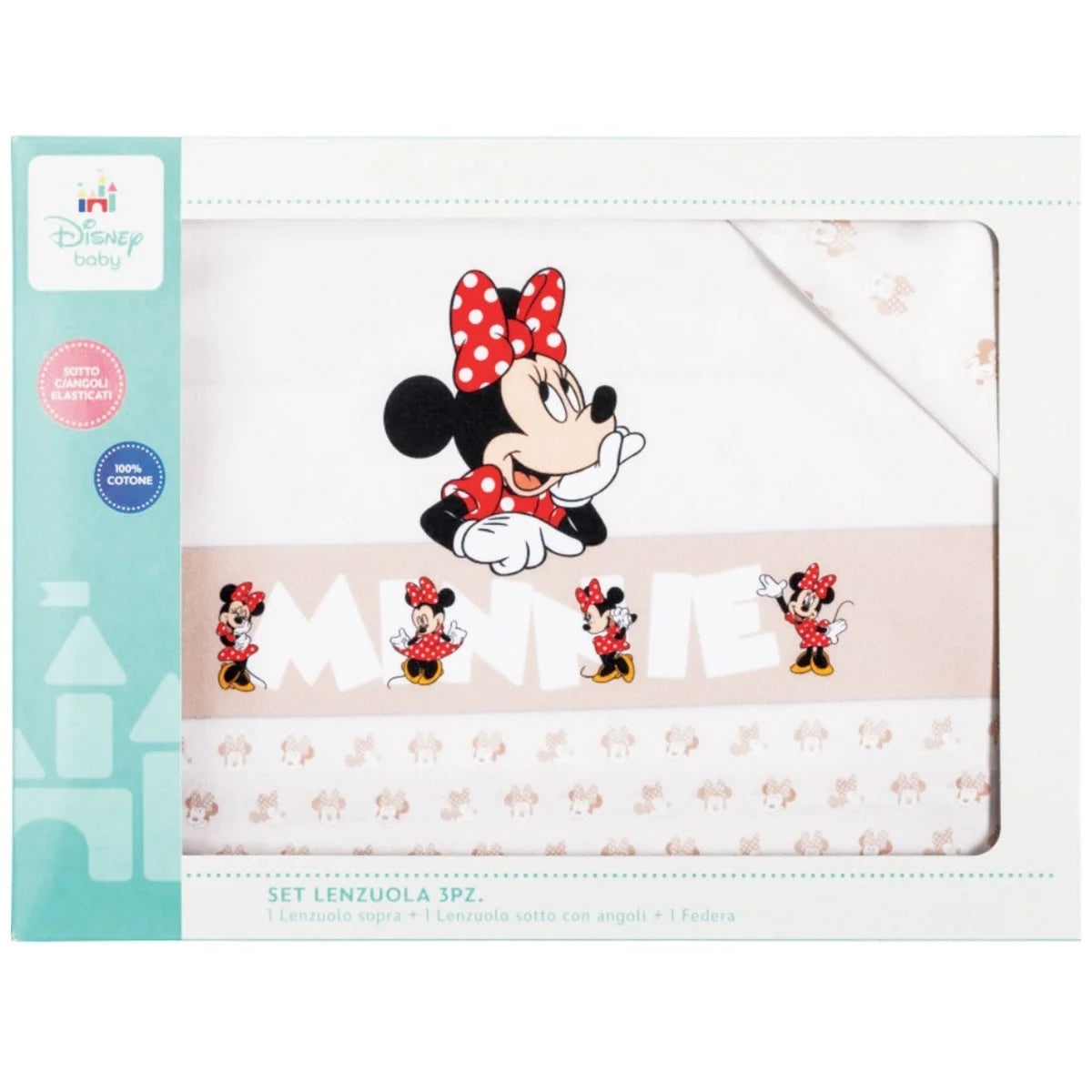 Disney Baby Set Lenzuola per Lettino Minnie 4 pz col. Panna
